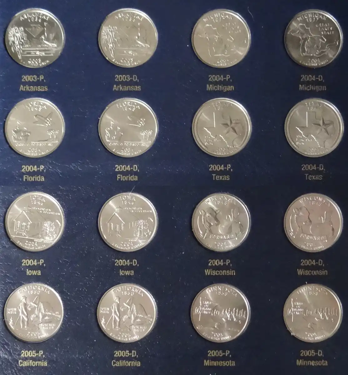 Completed:--1999-2009-P-&-D-US-Statehood-Quarters-Album